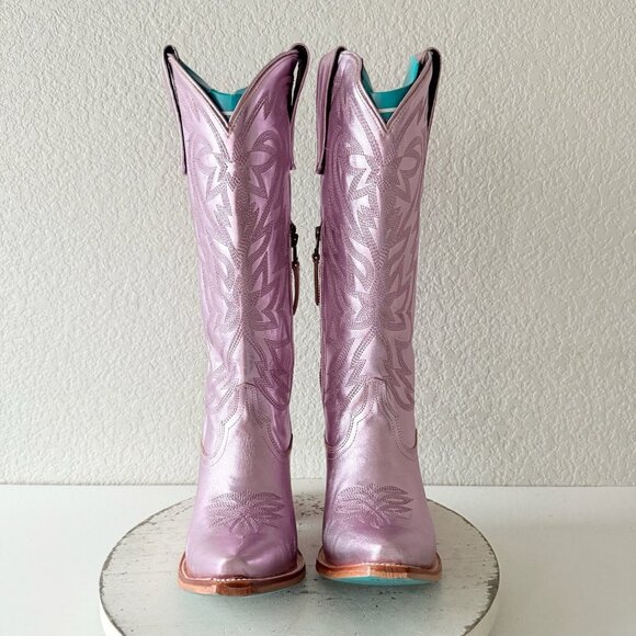 Lane SMOKESHOW Womens Cowboy Boots 7.5 Purple Metallic Western Cowgirl Mid Calf - Picture 6 of 12